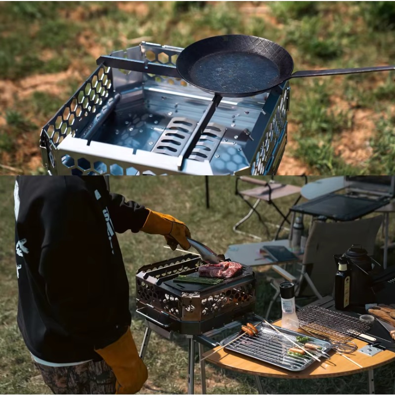 Camping Cooking Equipment Electric - Hoge kwaliteit draagbare roestvrijstalen houtkachel vuurplaats