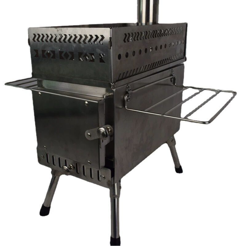 Camping Cooking Fire Stove - Roestvrijstalen opvouwbare houtkachel, zware uitvoering, draagbare