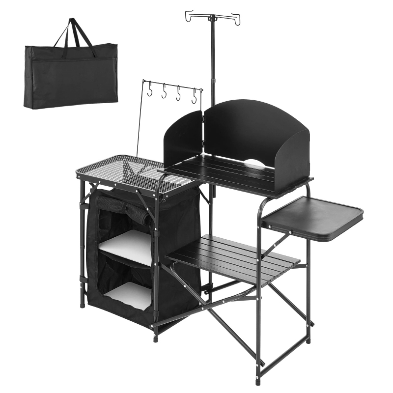 Camping Cooking Cupboard - Campingkeukentafel, opklapbaar kookstation van aluminium, draagbaar