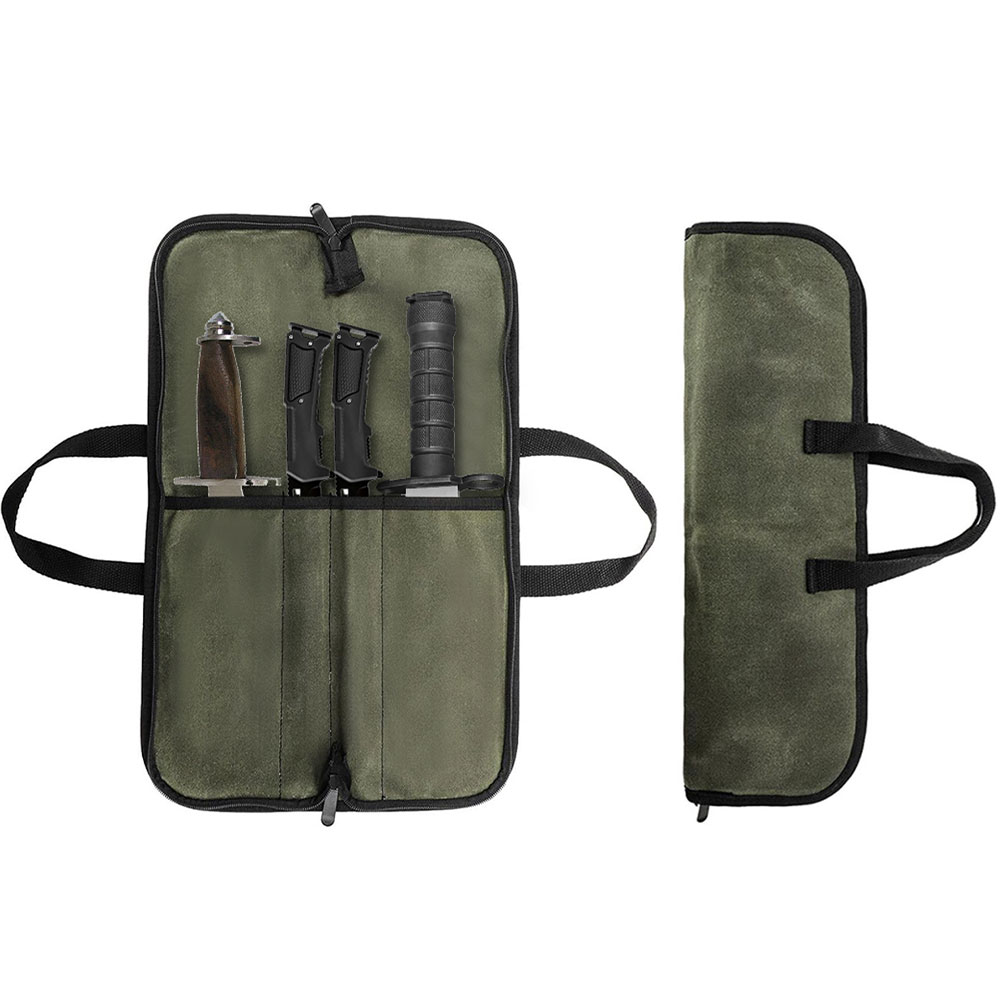 Camping Hiking Cooking - Gewaxte canvas messenroltas met meerdere vakken,