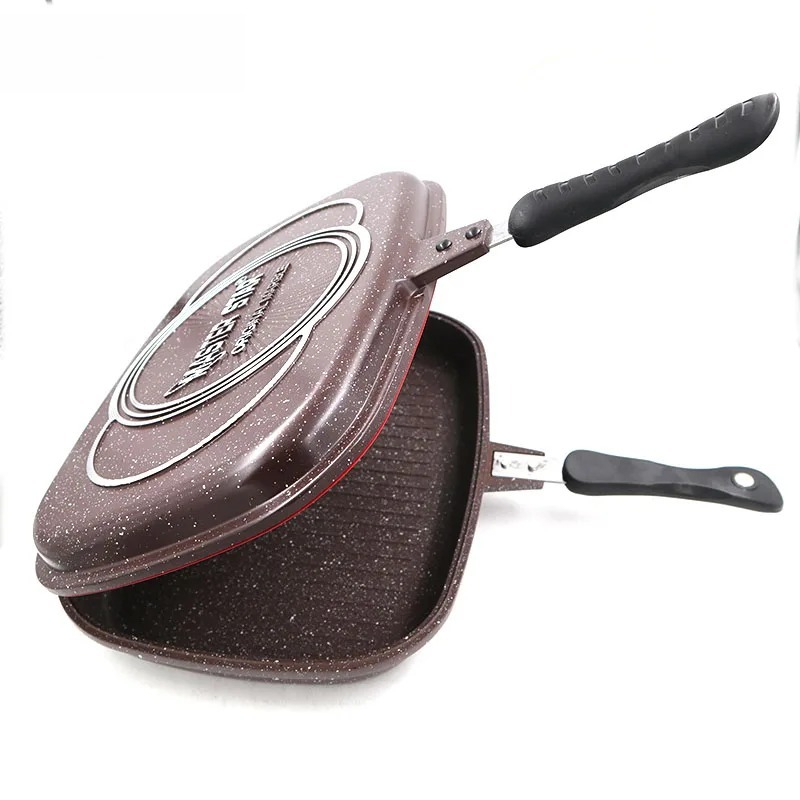 Camping Cooking Without Gas - Dubbelzijdige koekenpan, gegoten grillpan, bakbarbecue met