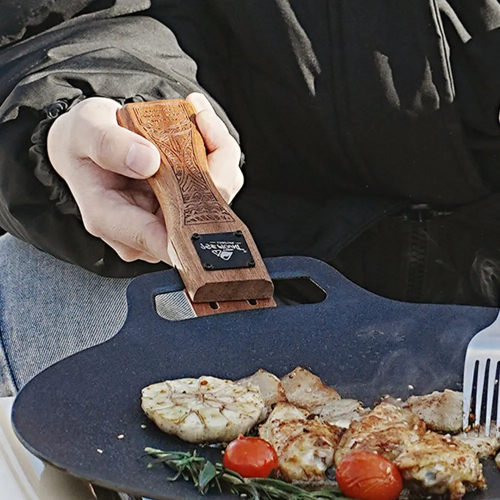 Camping Cooking Plate - Outdoor Grillpan van Natuurlijk Hout met