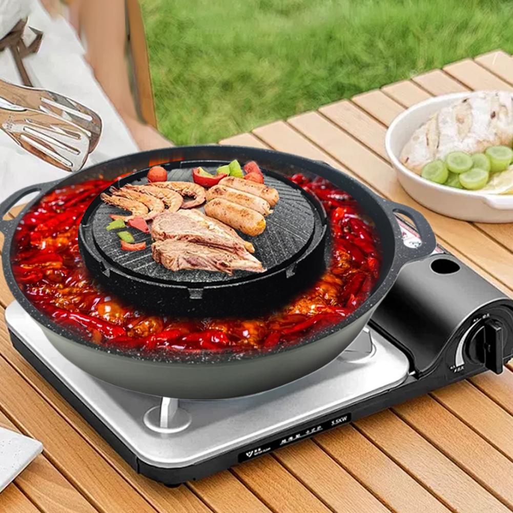 Camping Cooking Cupboard - Koreaanse Cassette Grillpan Antiaanbaklaag Aluminium Ronde