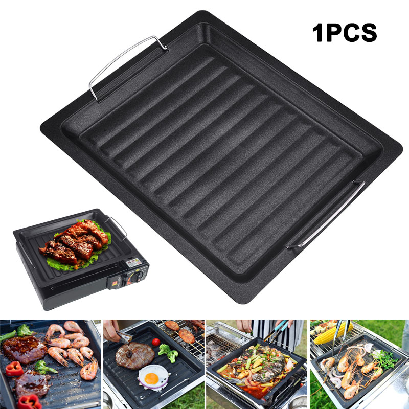 Camping Cooking Plate - Buiten dikke vierkante grillpan met twee