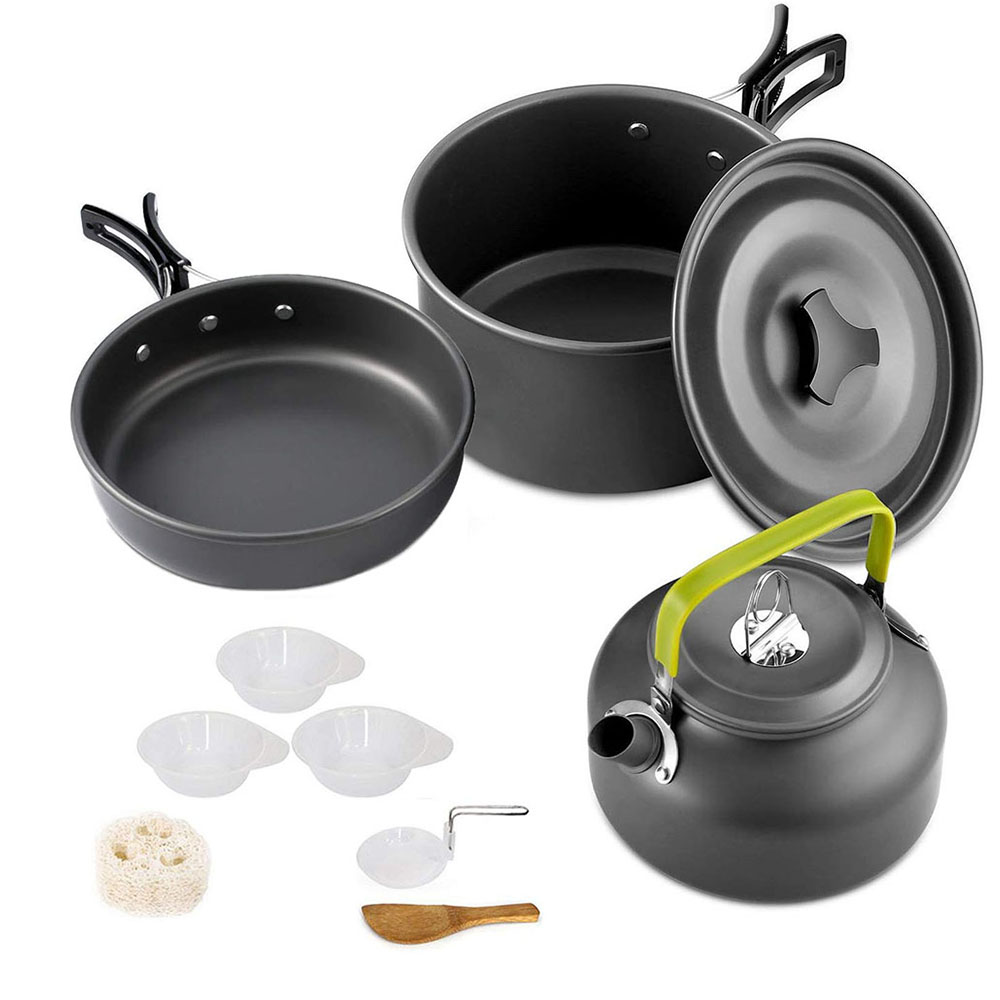 Camping Cooking Ware Set - Camping Kookgerei Set Aluminium Anti-aanbak Draagbare
