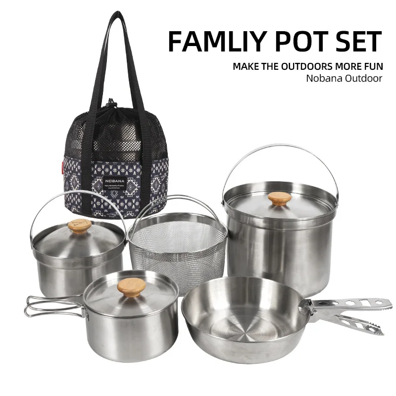 Camping Cooking Pot Stainless Steel - 2026 Nieuwe Outdoor RVS Pannenset Camping