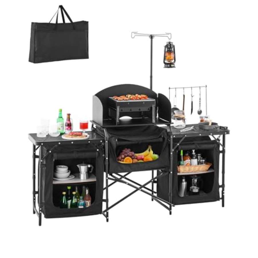 Camping Cooking Cupboard - Campingkeukentafel, Buitenkooktafel voor kamperen, Draagbare kookstation