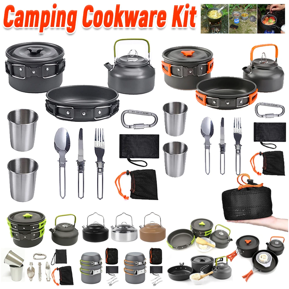 Camping Cooking Pot Stainless Steel - Campingkookgerei Set Ketel Pot Pan Kookset