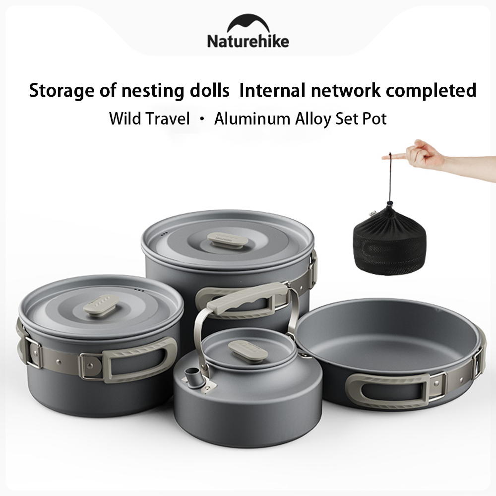 Camping Cooking Pot Stainless Steel - Naturehike Outdoor Pot Set, Camping Kookuitrusting,