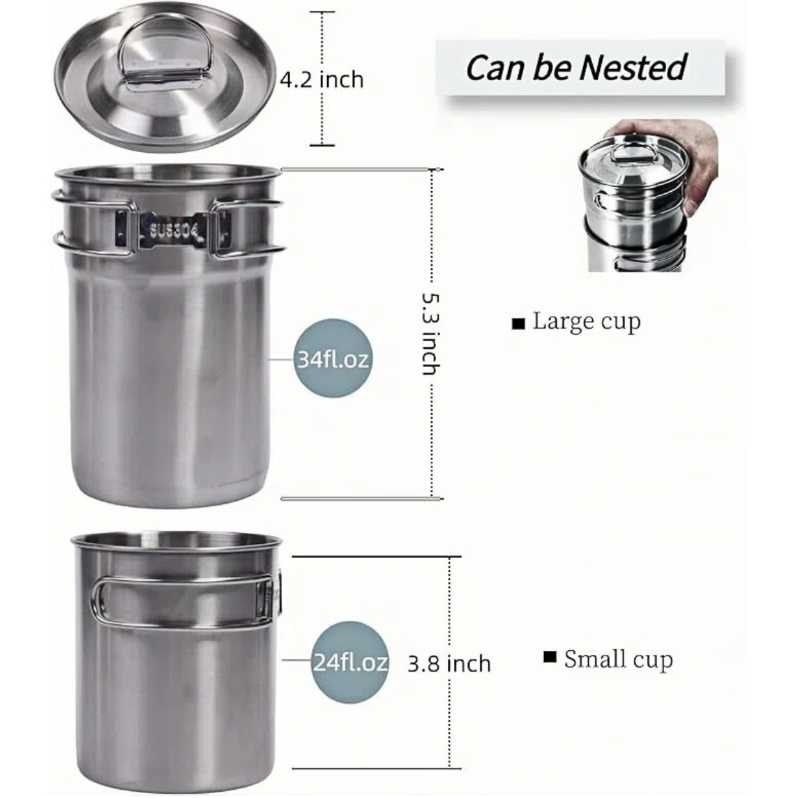 Opvouwbare campingbekers, camp - Camping Cooking Pot Stainless Steel recensie en prijs