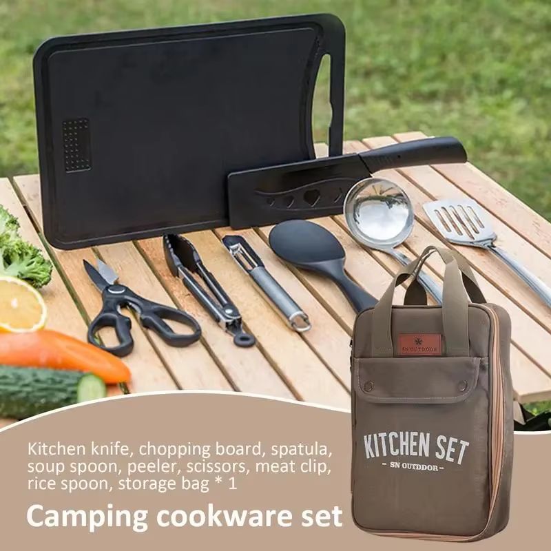 8-delige campingkeukenset met  - Camping Cooking Pan Set recensie en prijs