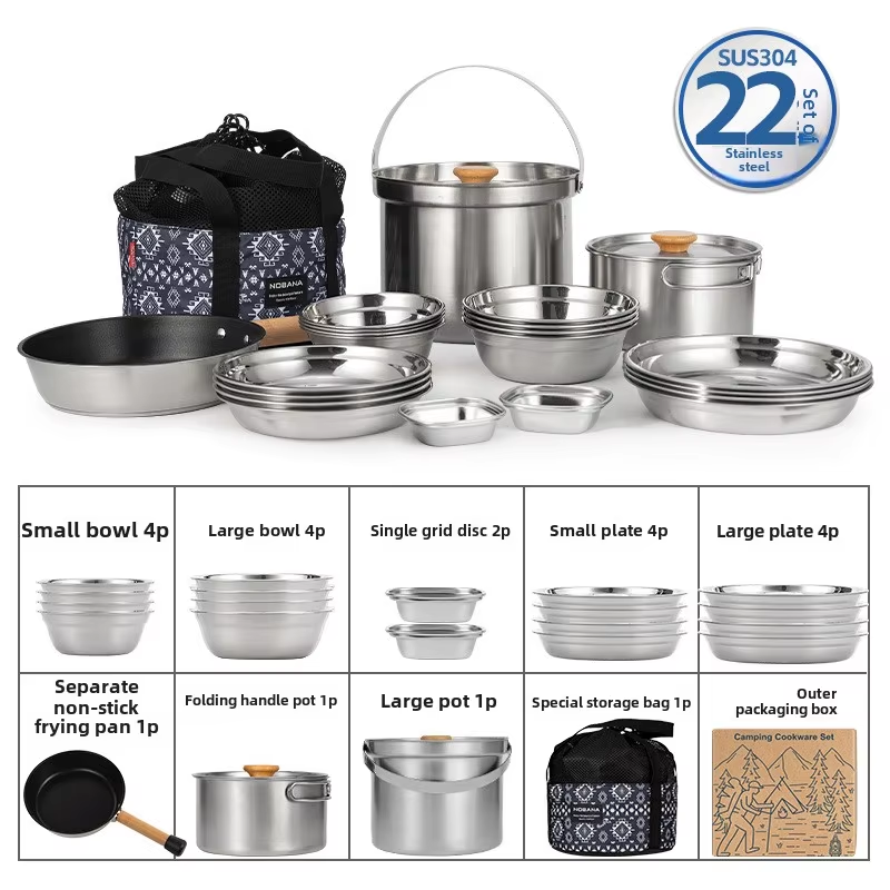 NOBANA Nieuwste Outdoor Rvs Po - Camping Cooking Pot Stainless Steel recensie en prijs