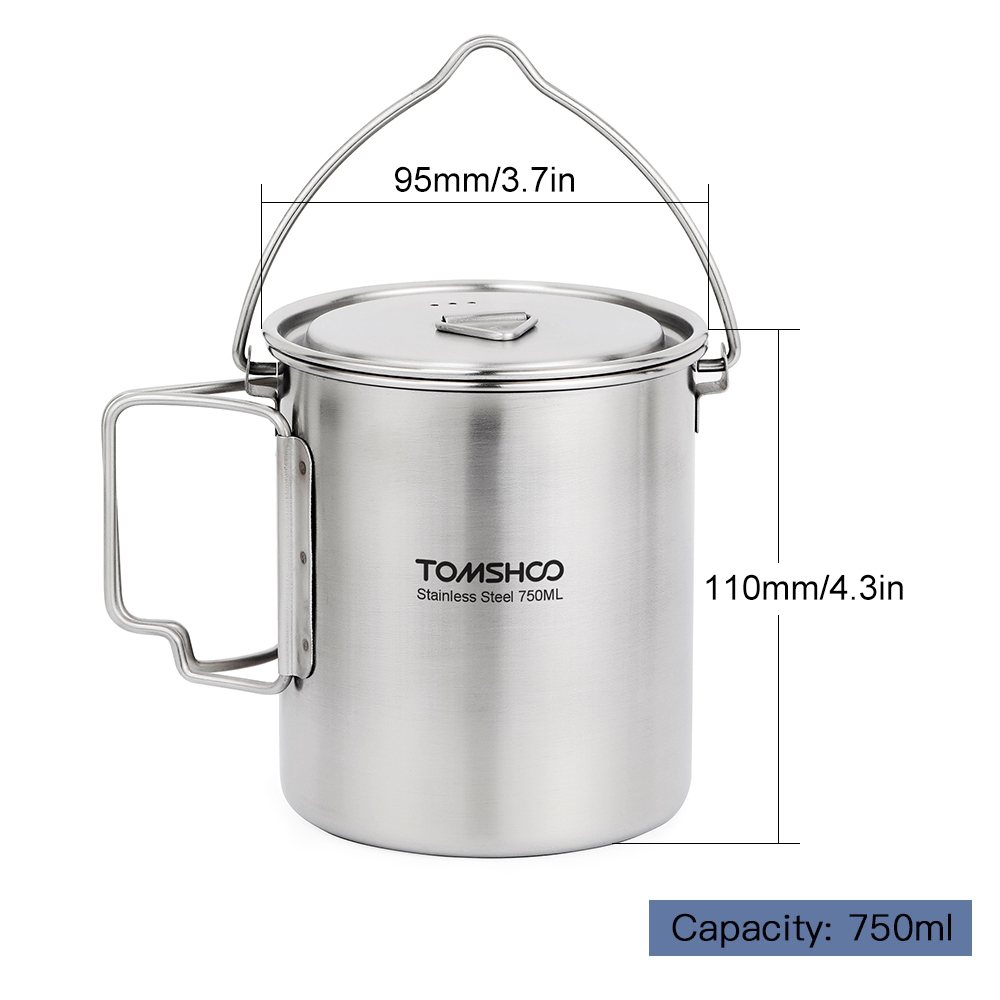 TOMSHOO 750ml roestvrijstalen  - Camping Cooking Pot Stainless Steel recensie en prijs
