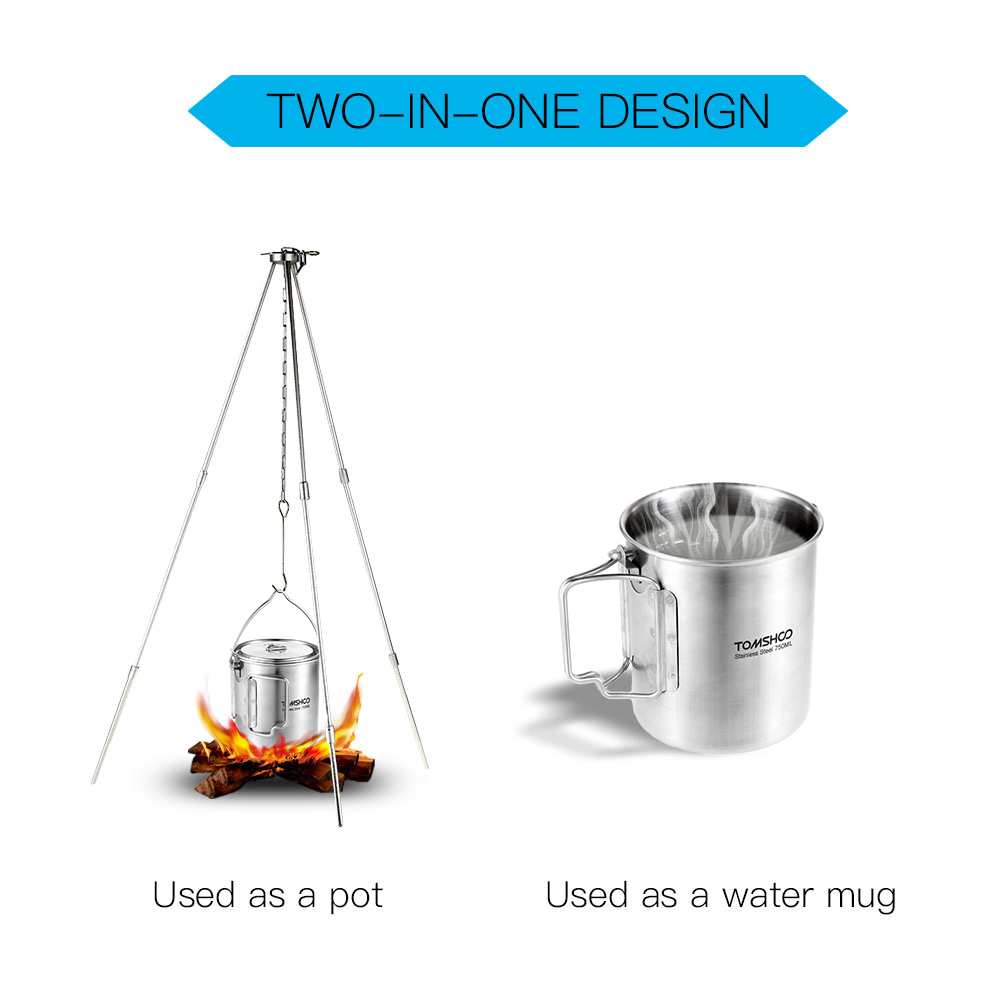 TOMSHOO 750ml roestvrijstalen  - Camping Cooking Pot Stainless Steel recensie en prijs