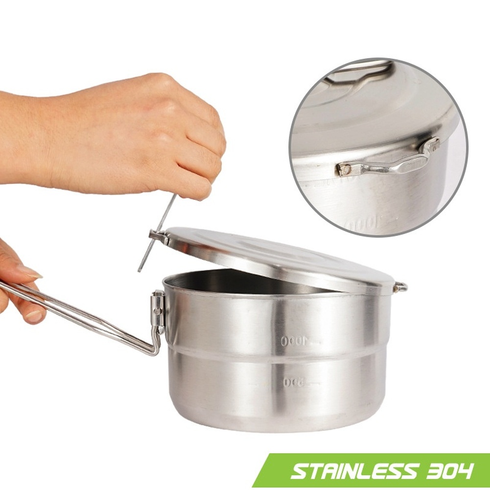 1.5L 304 roestvrijstalen campi - Camping Cooking Ware Set recensie en prijs