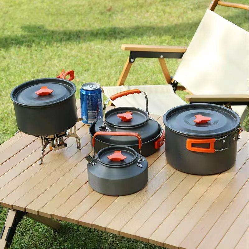 Draagbare aluminium camping ko - Camping Cooking Ware Set recensie en prijs