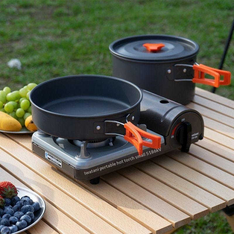 Draagbare aluminium camping ko - Camping Cooking Ware Set recensie en prijs