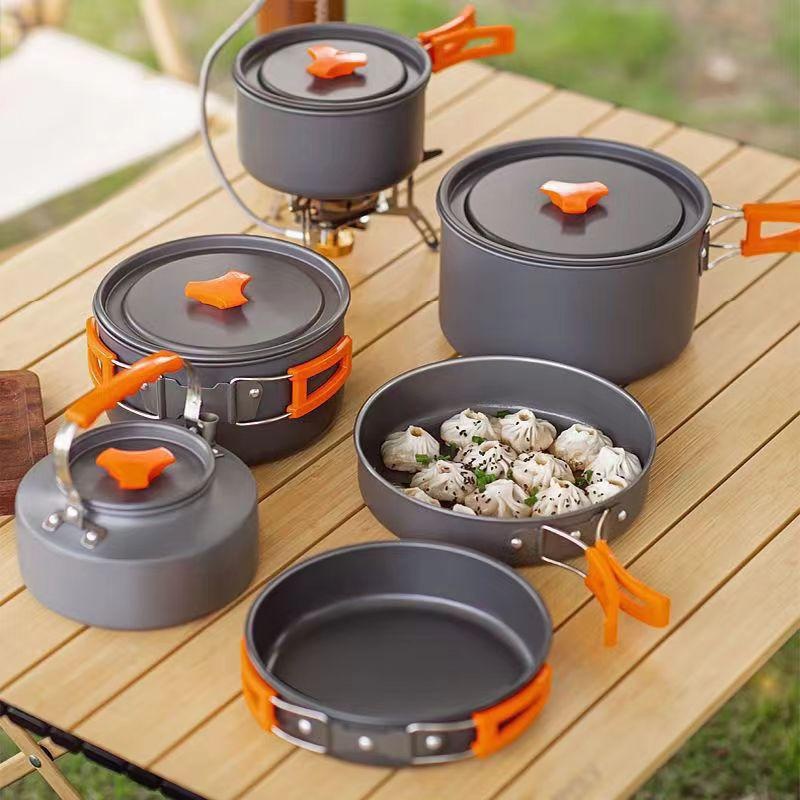 Draagbare aluminium camping ko - Camping Cooking Ware Set recensie en prijs