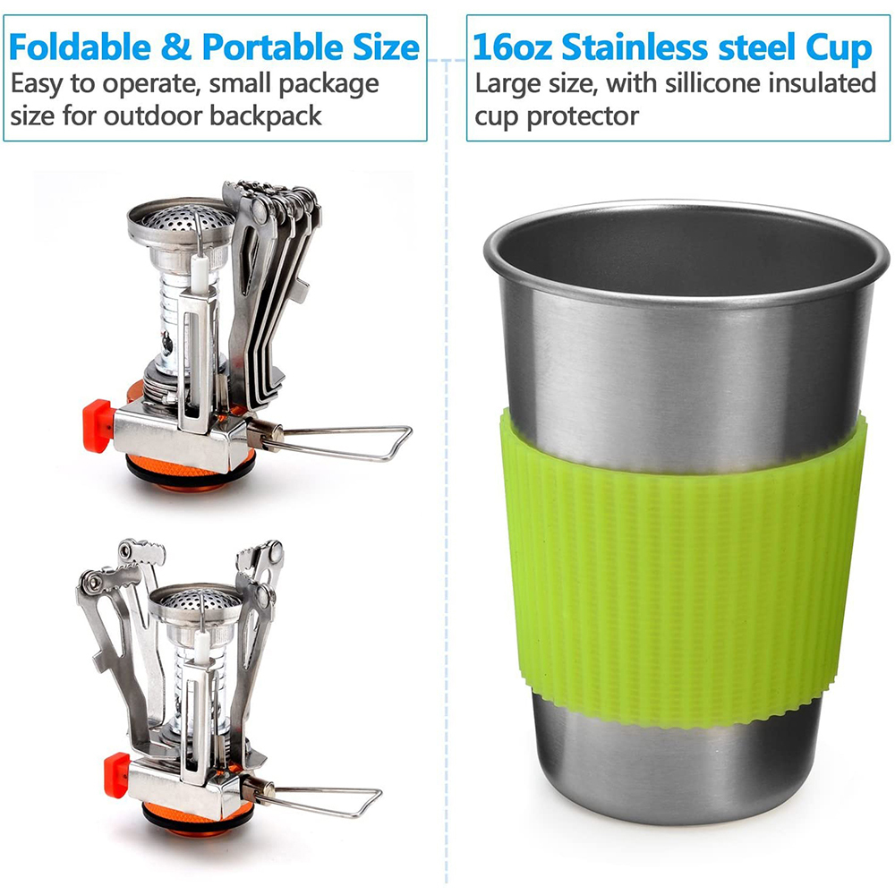 Campingpannenset met fornuis O - Camping Cooking Ware Set recensie en prijs